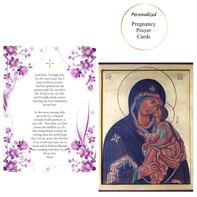 Theotokos och Jesus Child Gravid Prayer Card Placeringskort (Skapare uppladdad)