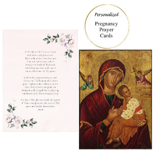 Theotokos och Jesus Child Gravid Prayer Card Placeringskort