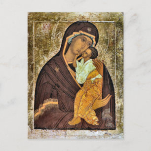 Theotokos och Jesus Child Icon Vykort