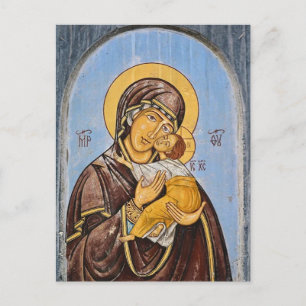 Theotokos och Jesus Child Icon Vykort