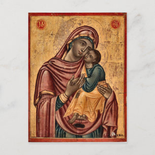 Theotokos och Jesus Child Icon Vykort