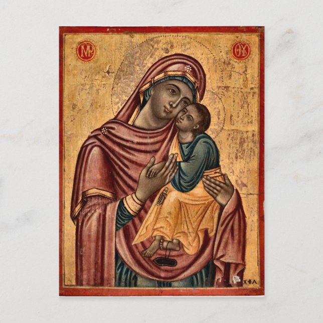 Theotokos och Jesus Child Icon Vykort (Framsida)