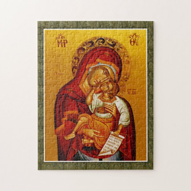 Theotokos och Jesus Child Orthodox Christian Icon Pussel (Vertikal)