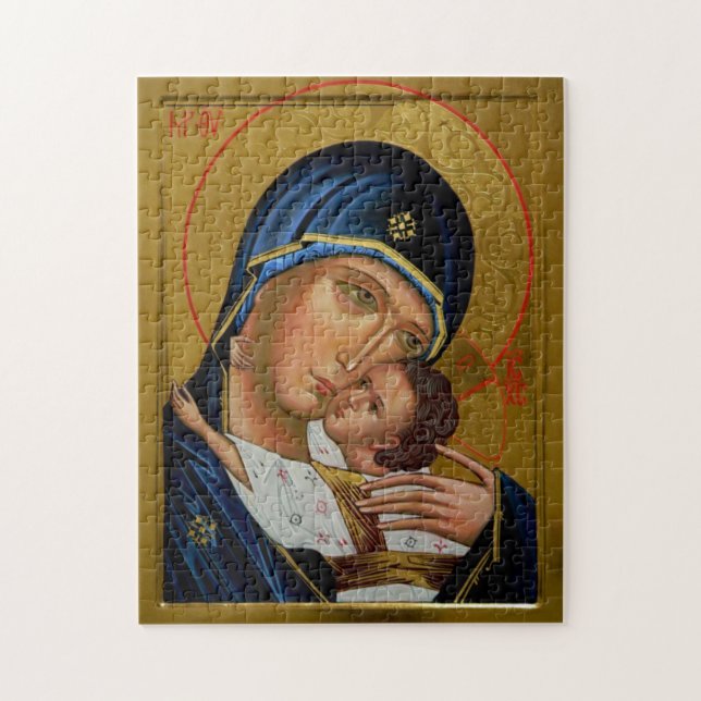 Theotokos och Jesus Child Orthodox Christian Icon Pussel (Vertikal)