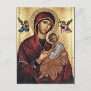 Theotokos och Jesus Child Orthodox Icon Vykort