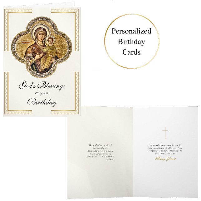 Theotokos och jicus Child Icon Birthday Card Kort (Skapare uppladdad)
