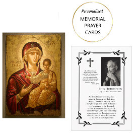 Theotokos och Kristus Child Funeral Prayer Card Placeringskort
