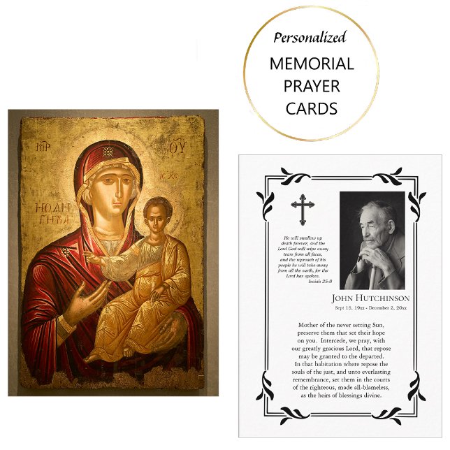 Theotokos och Kristus Child Funeral Prayer Card Placeringskort (Skapare uppladdad)