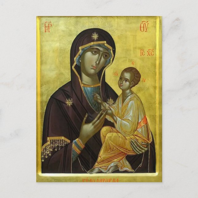 Theotokos och Kristus Child Guld Background Vykort (Framsida)