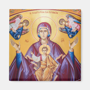 Theotokos och Kristus Child med Änglar Icon Magnet