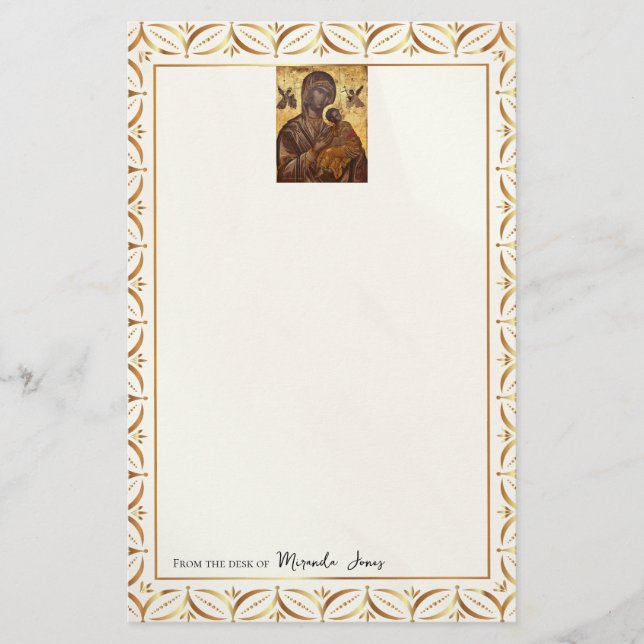 Theotokos och Kristus Child Orthodox Christian Brevpapper (Framsida)