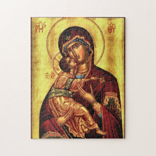 Theotokos och Kristus Child Orthodox Icon Pussel