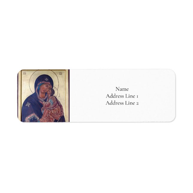 Theotokos och Kristus Child Orthodox Icon Returadress Etikett (Framsidan)