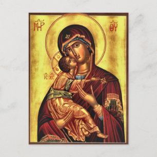Theotokos och Kristus Child Orthodox Icon Vykort