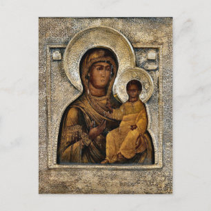 Theotokos och Kristusbarnet Ortodox Ikon Post Vykort