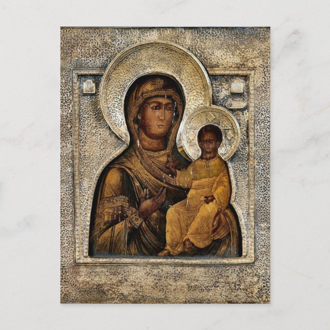 Theotokos och Kristusbarnet Ortodox Ikon  Post Vykort (Framsida)