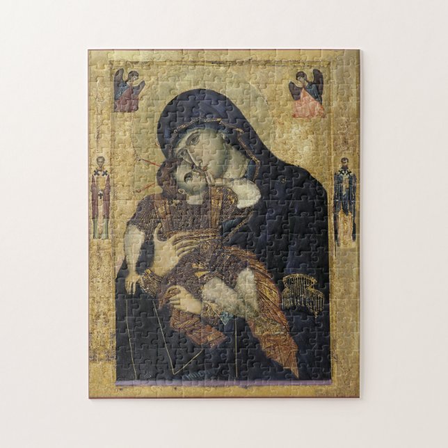 Theotokos och Kristusbarnet Ortodox ikon       Pussel (Vertikal)