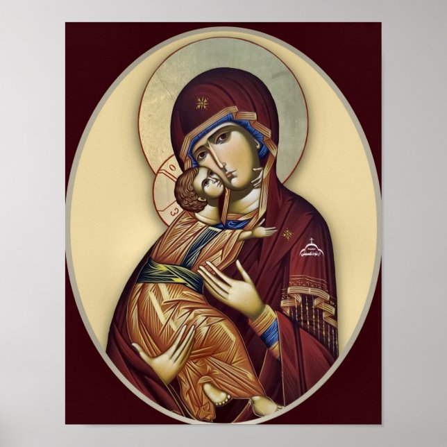 Theotokos och spädbarn Jesus Ortodox ikontryck Poster (Framsidan)