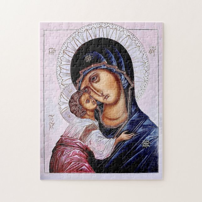 Theotokos och spädbarn Kristus Ortodox Ikon      Pussel (Vertikal)