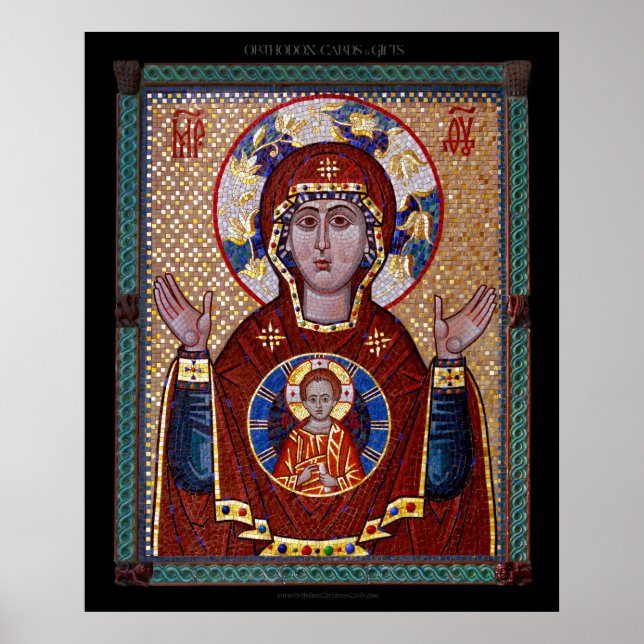 Theotokos "of the Sign" mosaic Icon Poster (Framsidan)