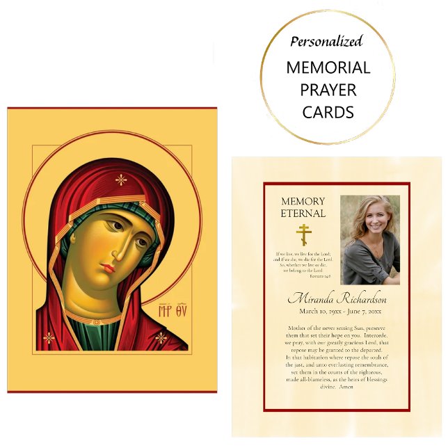 Theotokos Orthodox Christian Funeral Prayer Card Placeringskort (Skapare uppladdad)