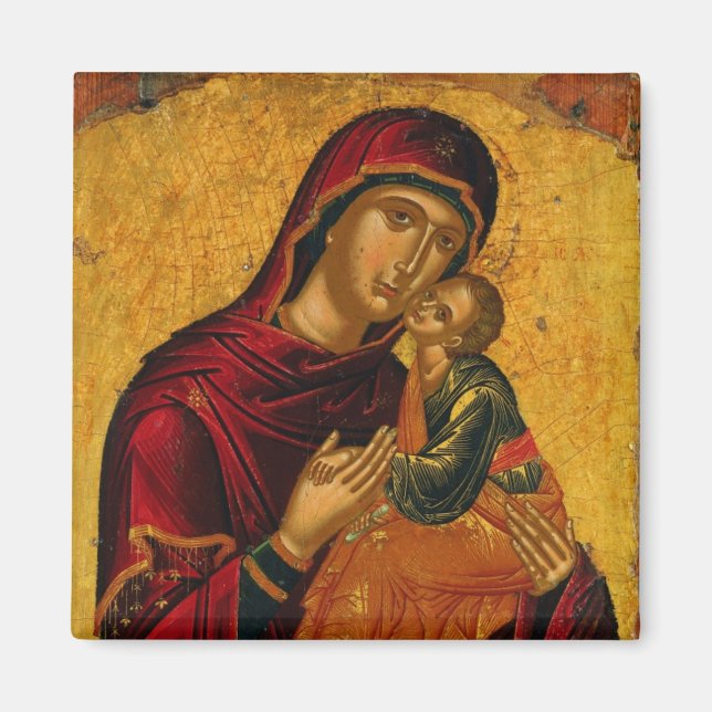 Theotokos (Virgin Mary) och Jesus Child Icon Magnet (Framsidan)