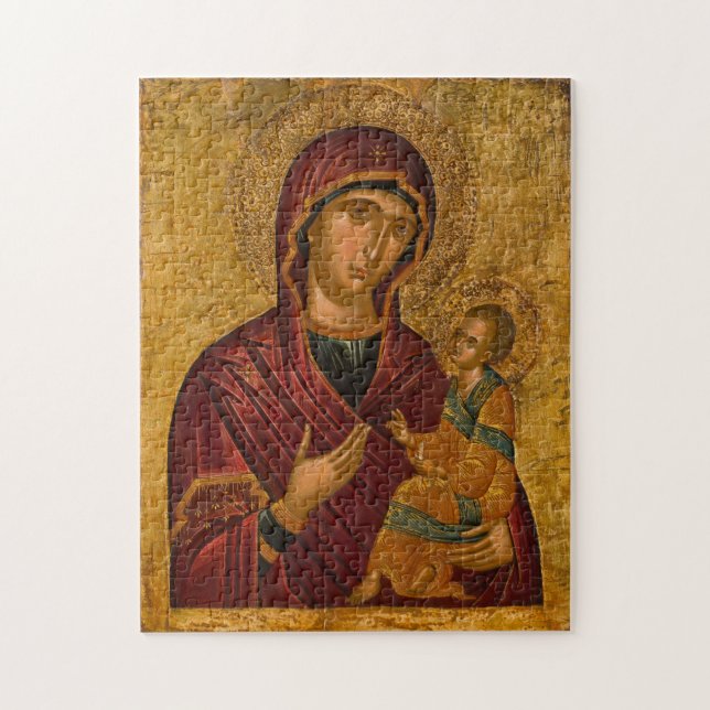 Theotokos (Virgin Mary) och Jesus Child Icon Pussel (Vertikal)