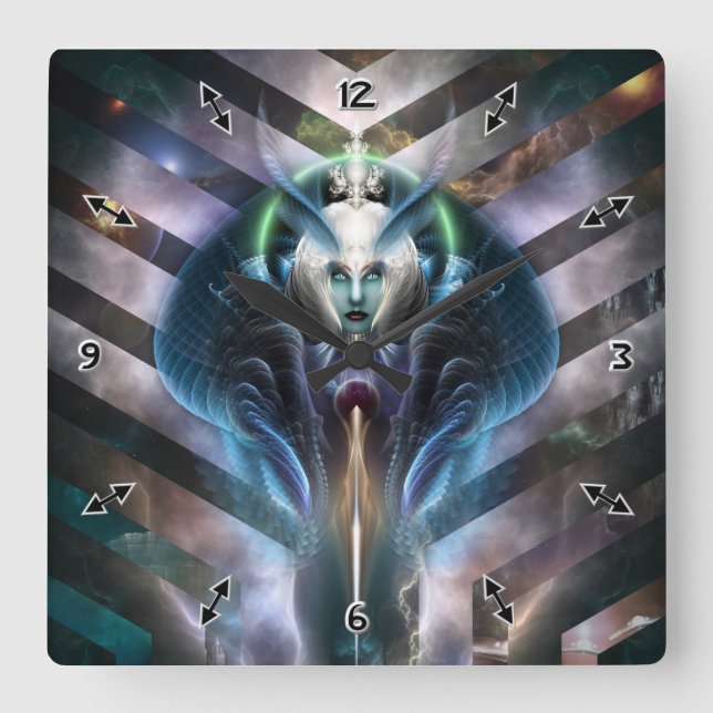 Thera Etheral Queen of Galaxy Wall Clock Fyrkantig Klocka (Framsida)
