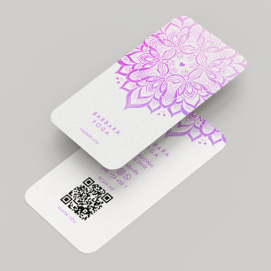 Therapist Mandala White Lila Lotus Elegant Visitkort