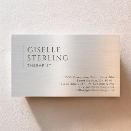 Therapist Psychologist Brushed Metal Visitkort