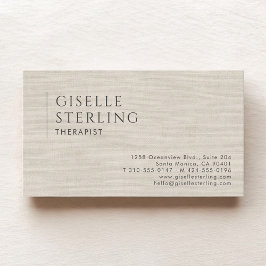 Therapist Psychologist Natural Linen Visitkort