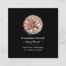 Therapist Spa Succulent Yoga Healing Fyrkantigt Visitkort