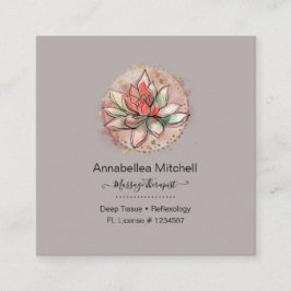 Therapist Spa Succulent Yoga Healing Fyrkantigt Visitkort