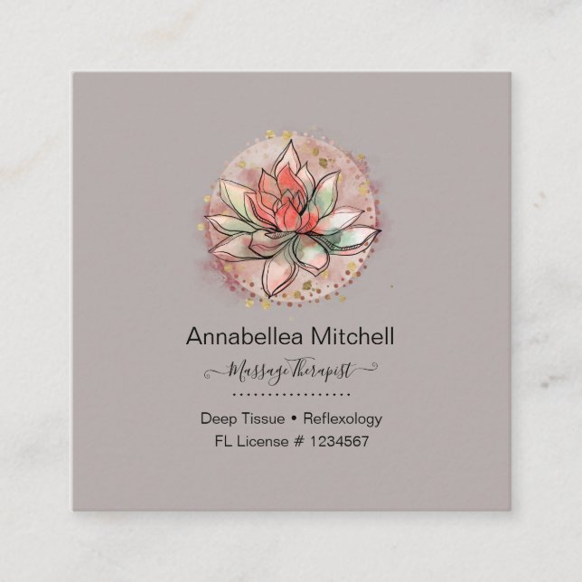 Therapist Spa Succulent Yoga Healing Fyrkantigt Visitkort (Framsida)