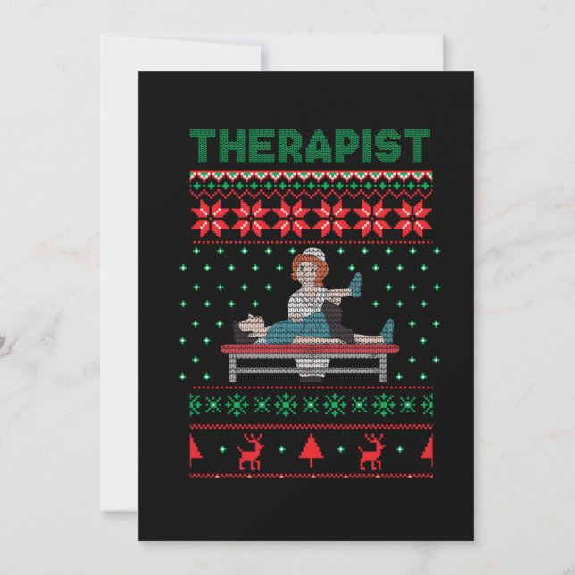 Therapist Therapy Ugly jul Sweater Gift Inbjudningar (Framsida)