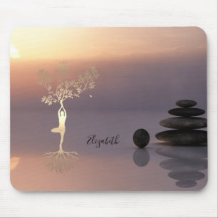 Therapist Zen Stones, Sunset Träd Silhouette Musmatta