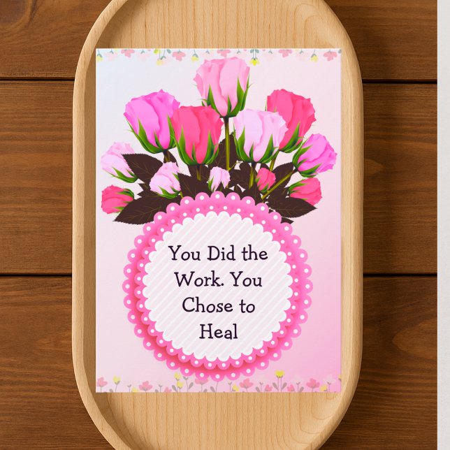 Therapy Completion Card – Pink Floral Empowerment  Tack Kort (Skapare uppladdad)