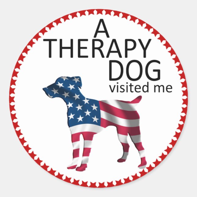 Therapy Hund Souvenir Sticker Runt Klistermärke (Framsida)