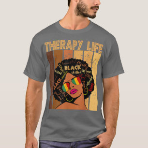 Therapy Life Afro African American Women Black T Shirt