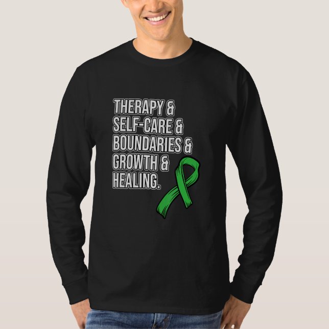 Therapy Self Care Mental Health Awareness Green Gr T Shirt (Framsida)