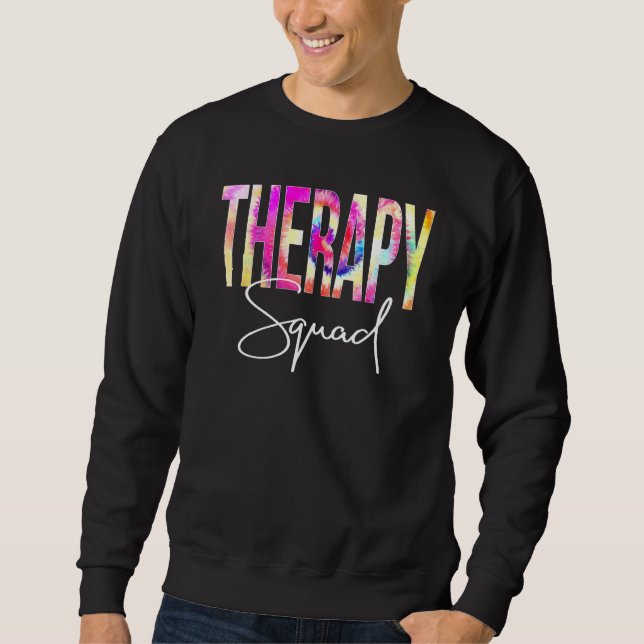 Therapy Squad Tie Dye Back To School Women Appreci Lång Ärmad Tröja (Framsida)