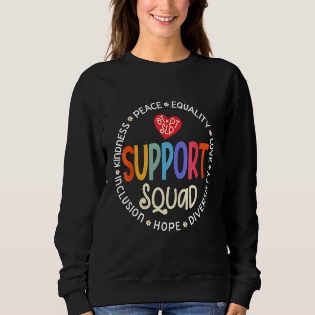 Therapy Team PT OT & SLP Support Squad Therapist T Shirt (Framsida)
