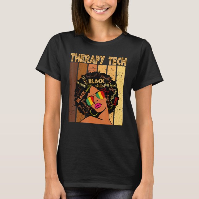 Therapy Tech Afro African American Black History T Shirt (Framsida)