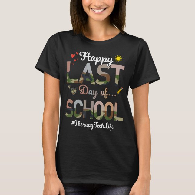 Therapy Tech Lycklig - utskrift av skolkamera förr T Shirt (Framsida)