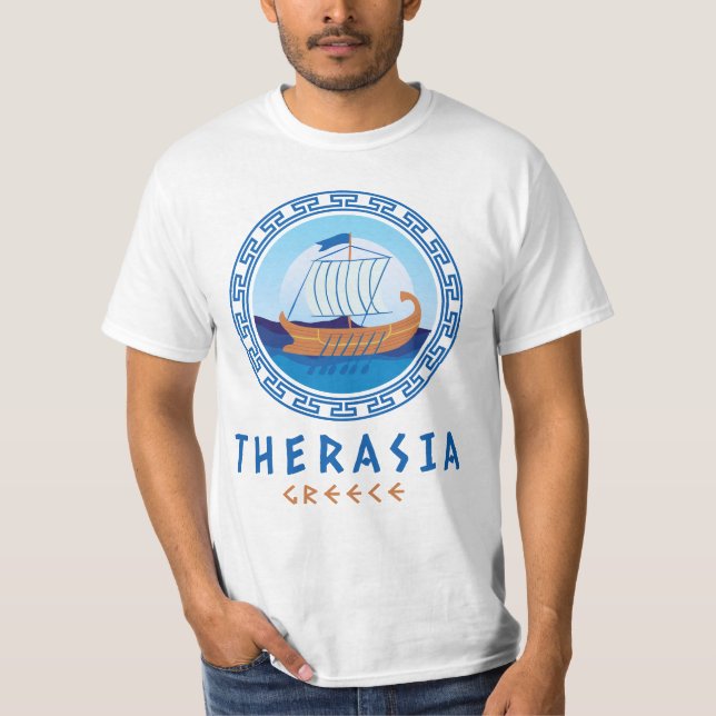 Therasia, Greklands grekiska Frakt Design Manar T Shirt (Framsida)