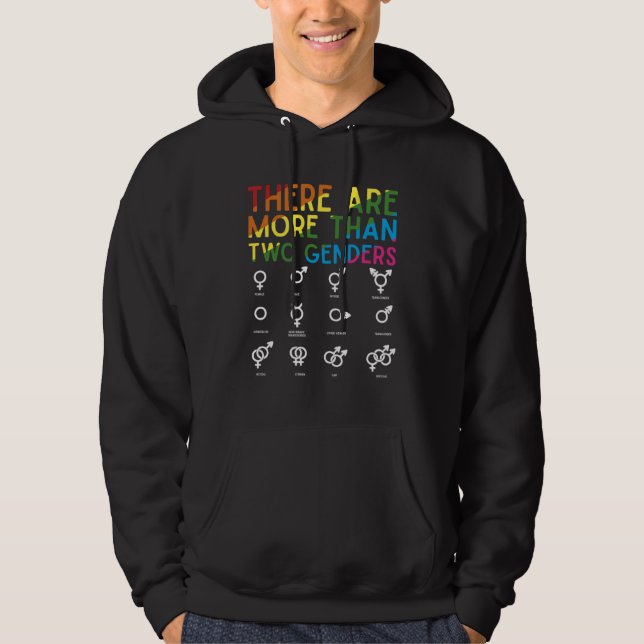 There Are More Than 2 Genders Rainbow  LGBT Pride Hoodie (Framsida)