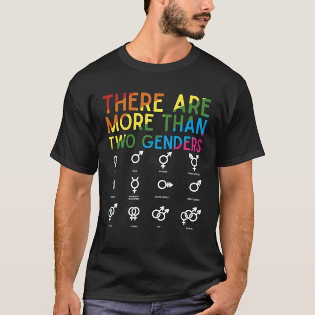 There Are More Than 2 Genders Rainbow  LGBT Pride T Shirt (Framsida)
