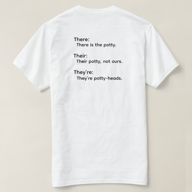 There Their They're Grammatik T-Shirt (Design baksida)