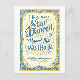 "There Was a Star Danced" Shakespeare Vykort