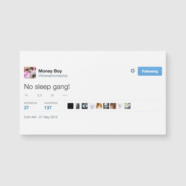 @therealmoneyboy magnetisk visitkort (Framsida)